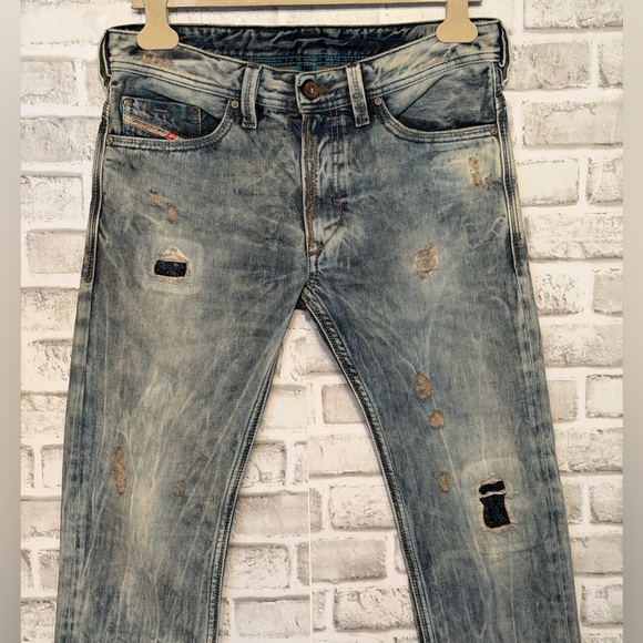 Diesel Thanaz Slim Skinny Jeans size 30 Wash 813z Ditressed Patched - Picture 2 of 16